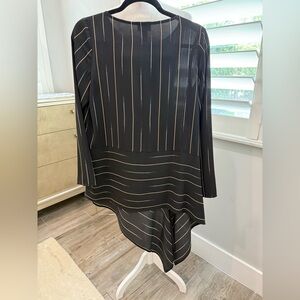 Ronen Chen Black and Beige Striped Top